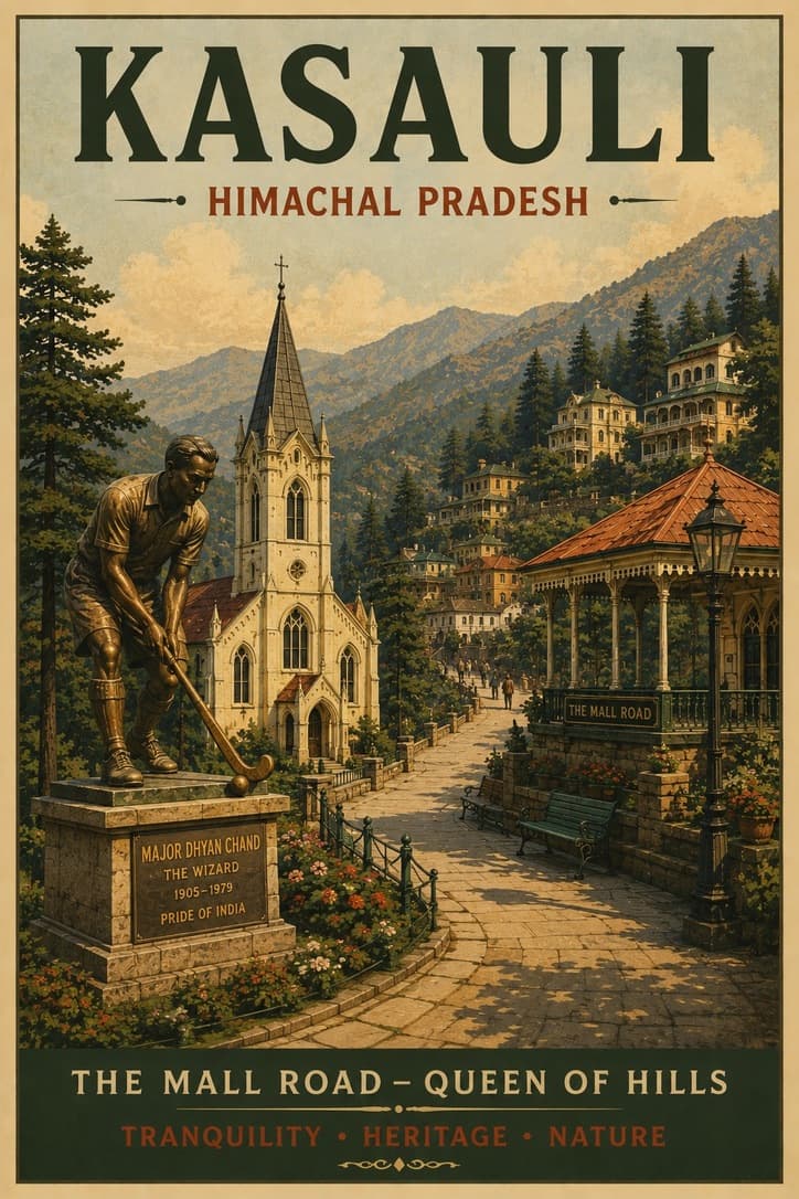 The Mall Road in Kasauli, Himachal Pradesh