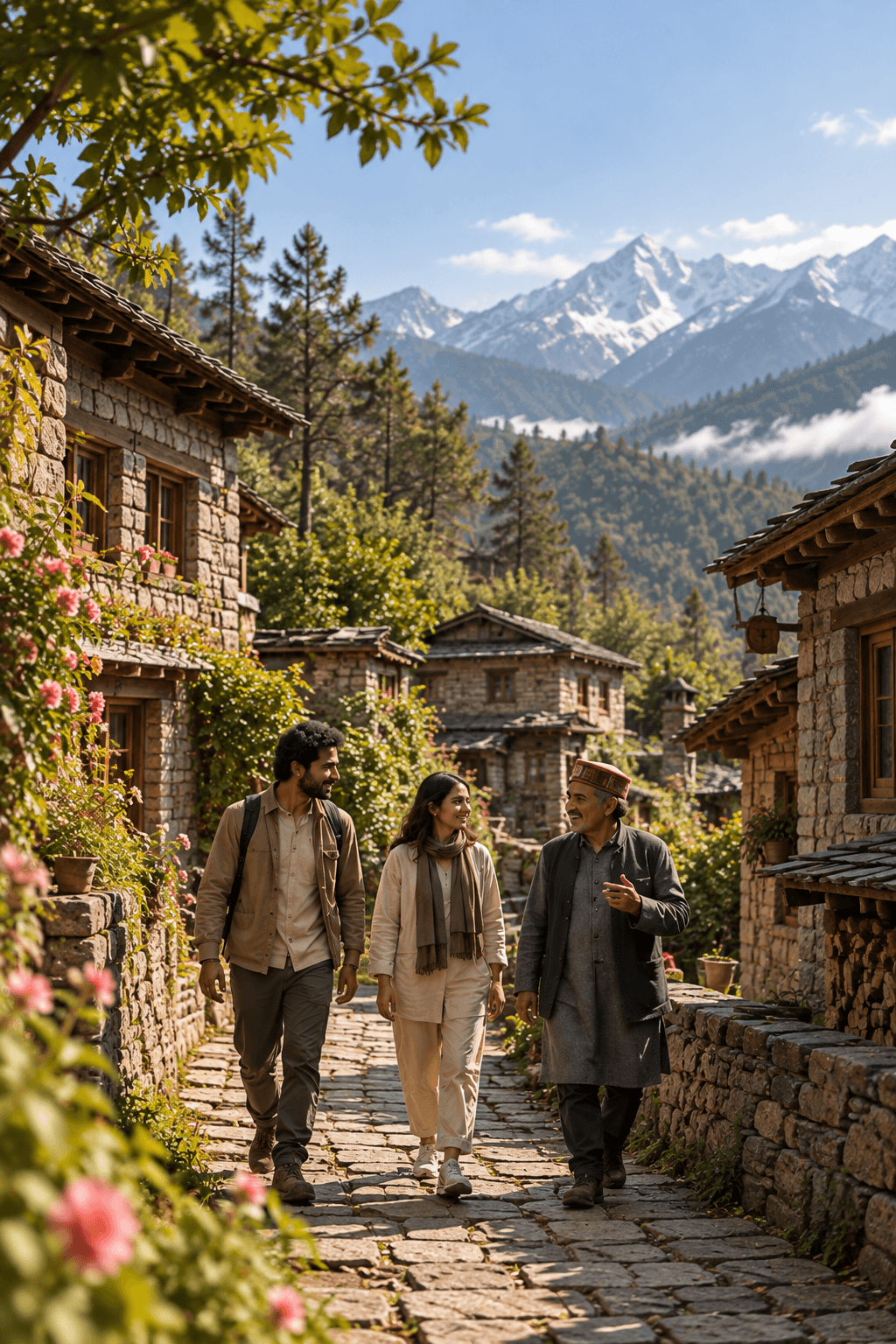Walking through the village