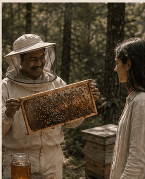 Beekeeping and honey harvesting