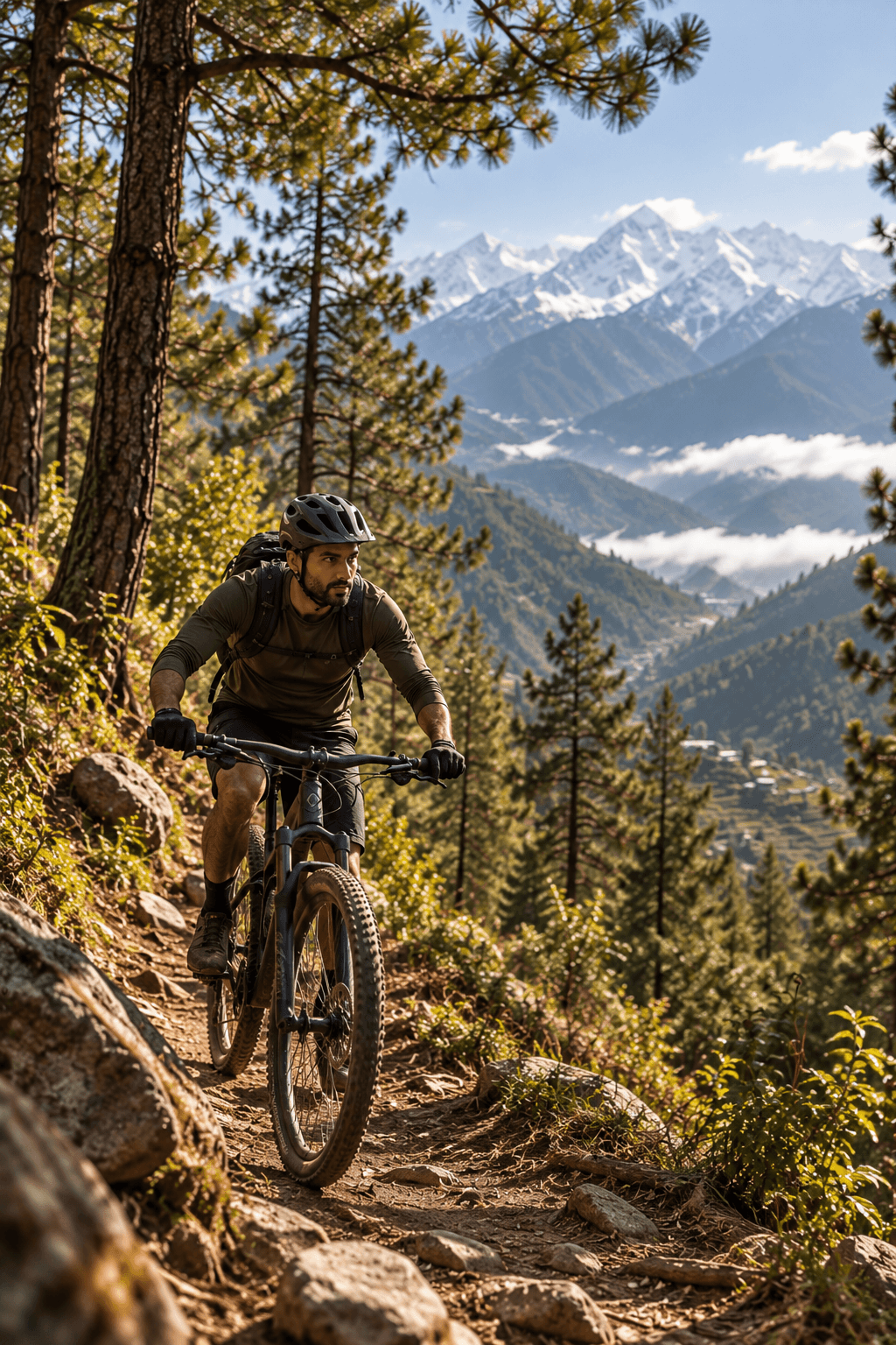 Mountain biking through the forest
