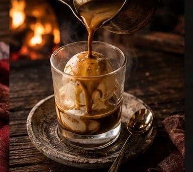 Affogato dessert by the fire