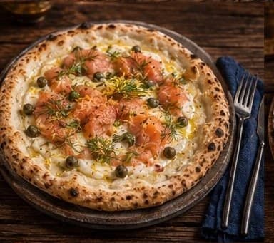 Smoked salmon and caper pizza